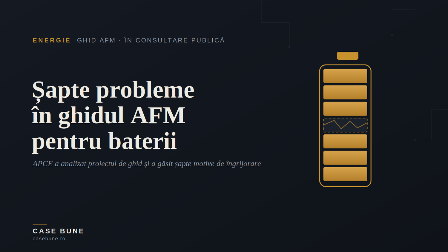 Ghidul AFM pentru baterii penalizează prosumatorii corecți. APCE a găsit șapte probleme.